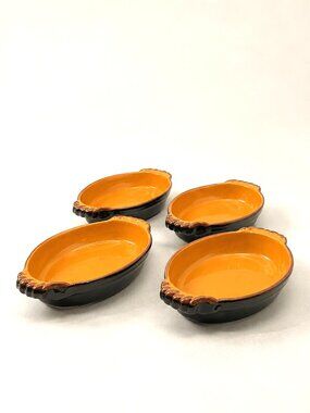 Bobby Flay Plancha Au Gratin Dishes (4) – Portugal Stoneware Bakers Brown/Amber